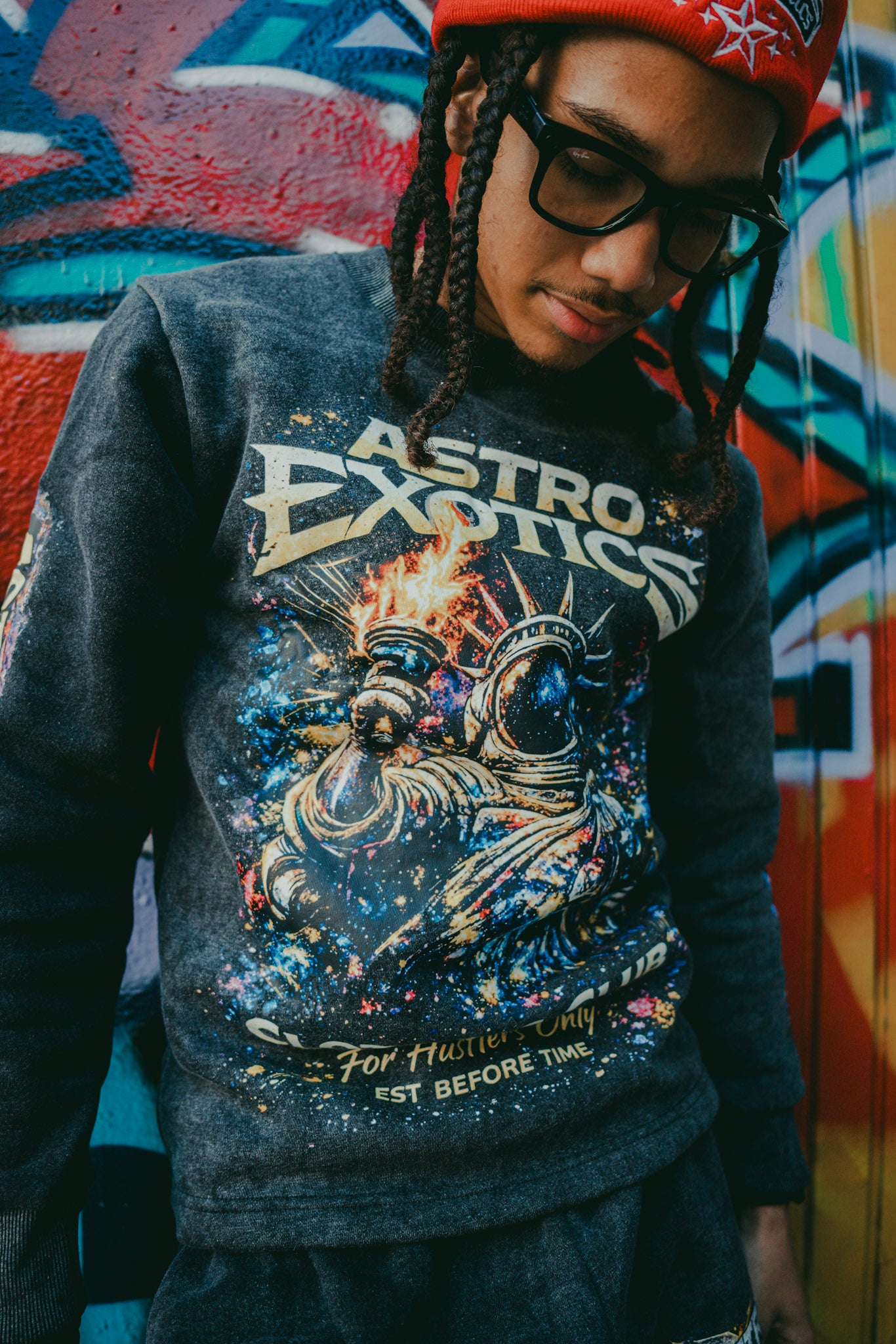 Graffiti Galaxy Sweatsuit – Washed Black