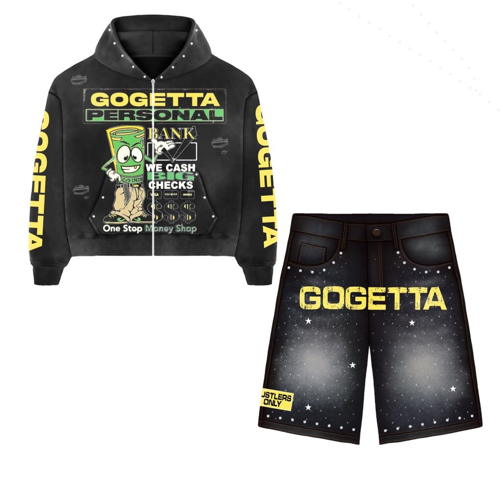 Yellow Go Getta Paper Chase Jacket & Denim Shorts