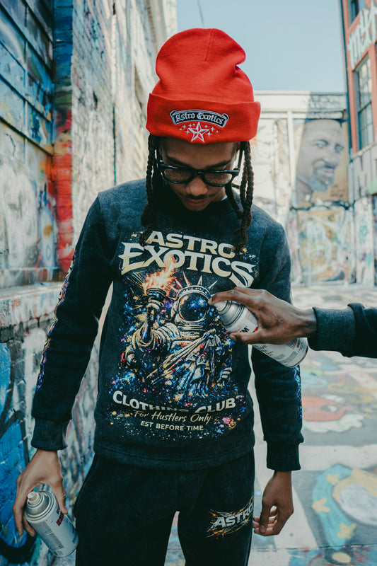 Graffiti Galaxy Sweatsuit – Washed Black