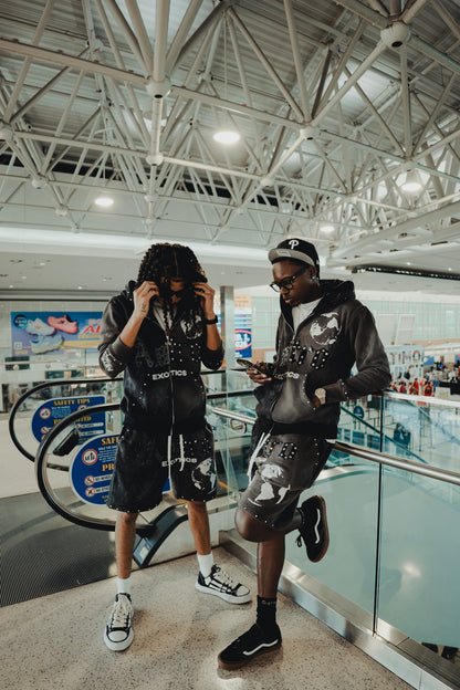 Astro Exotics “Outta This World” Studded Zip-Up Hoodie – Black/Grey