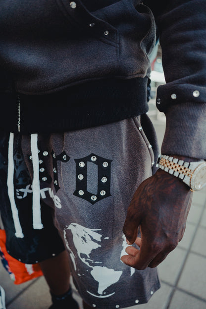 Astro Exotics “Outta This World” Studded Shorts – Black/Washed Grey